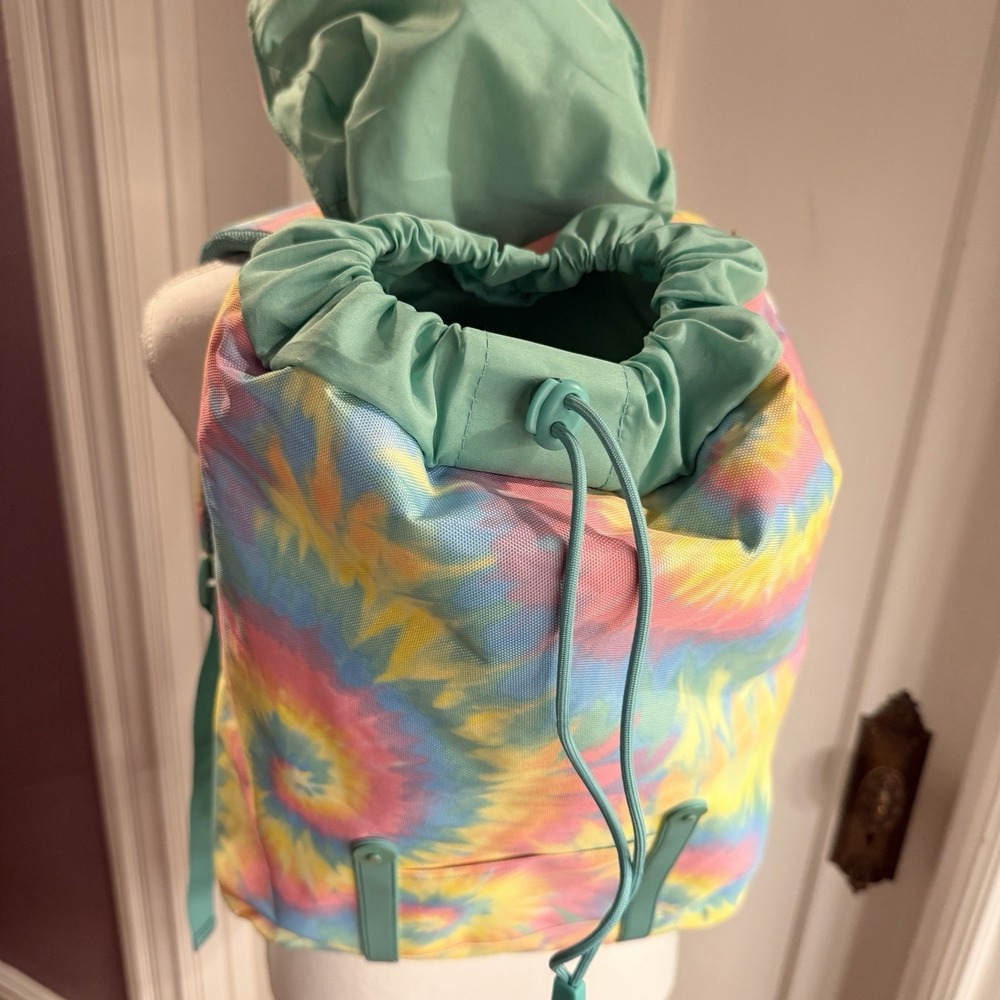 Rainbow Tye Dye Back Pack Adjustable Straps Laptop Pocket Inside - Picture 8 of 9